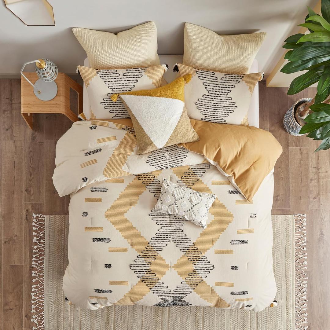 INK+IVY Global Inspired Cotton Comforter Set with Yellow Finish II10-1113 (King/Cal King)