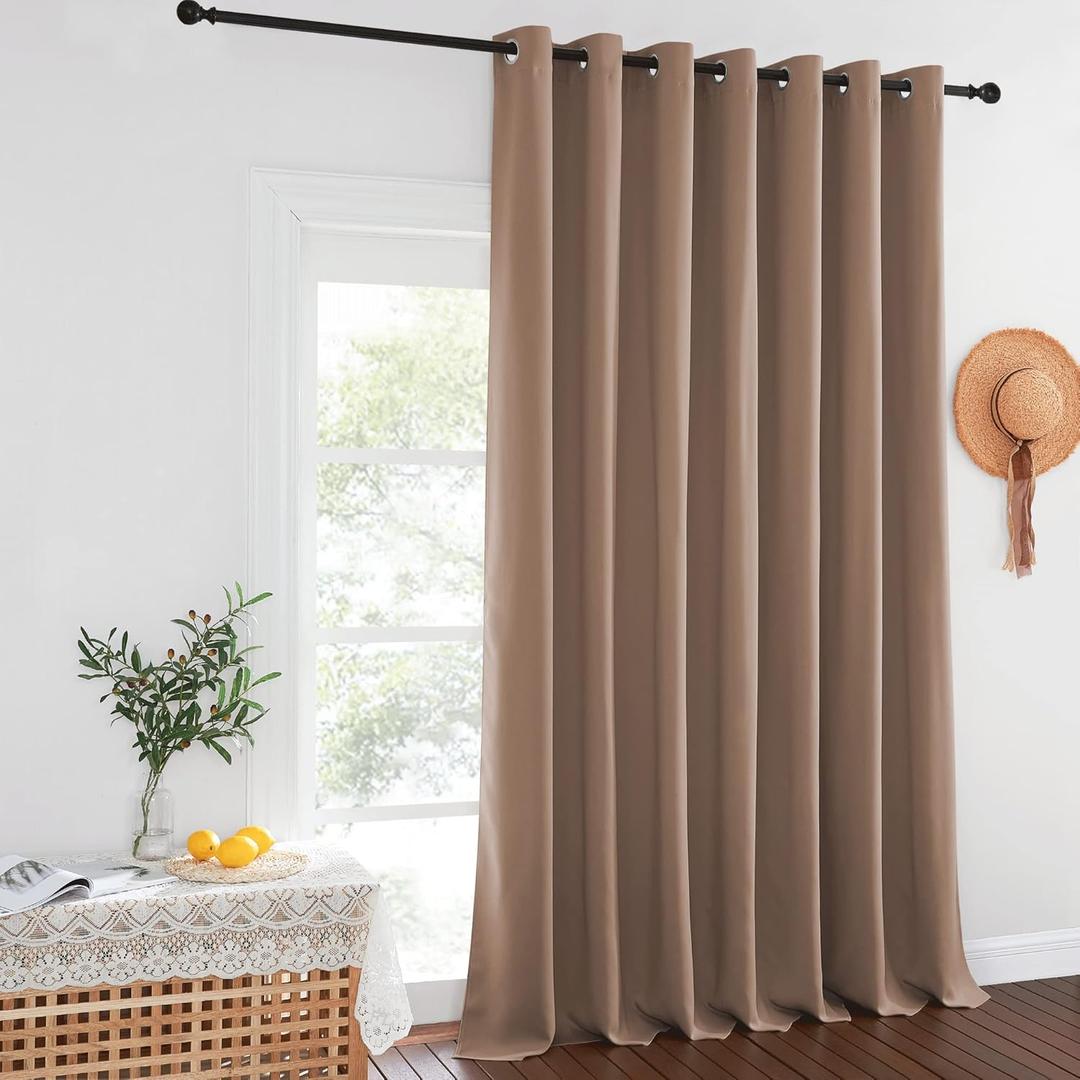 NICETOWN Patio Blackout Curtain Panels - Extra Wide Curtains, Sliding Door Insulated Drape, Privacy Room Divider Curtain for Hall Room (Cappuccino, 100 x 108 Inch)