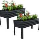 Vengarus Galvanized Raised Garden Bed Outdoor with Legs,481830in Metal Elevated Raised Planter Box for Backyard, Patio, Balcony, 300lb Capacity,Black (2PCS)