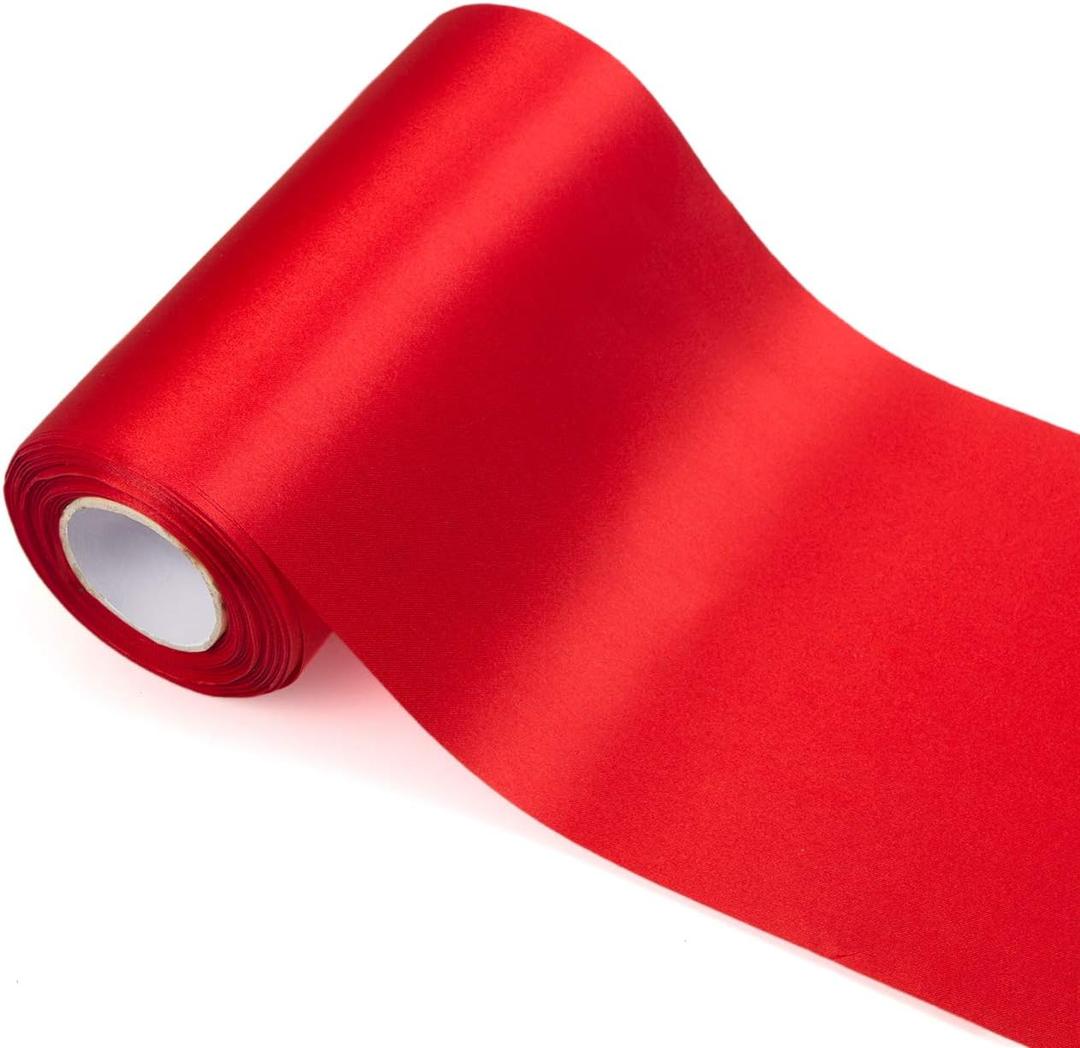 8 inch Wide Red Satin Ribbon Roll - 24.1 Yard Long Bulk for Christmas Holiday Decorative, Wedding Birthday Ceremonial, Gift Wrapping, Ribbons Cutting, Chair Sashes, Indoor and Outdoor Embellish (03) Red 7.9 in x 72.3 ft)