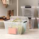 IRIS USA 19 QT Plastic Storage Box with Lid and Latches - 4 Pack - BPA-Free, See-Through Organizing Solution, Durable Nestable Stackable Containers, Secure Pull Handle - Clear