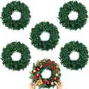 6 Pcs Christmas Wreath 10 Inch Green Artificial Wreaths DIY Faux Plain Wreaths Front Door Green Farmhouse Cabinets Wreath Indoor Outdoor Wall Decor (Classic)