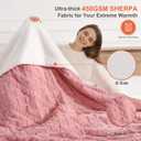 Heating Blanket Queen Size Electric Blanket - 84"x90" Dual Control Heated Blankets for Bed with 5 Heating Levels and 10 Hours Auto-Off, Soft Fluffy Sherpa Fleece, Warming Gifts for Grandma(Pink)