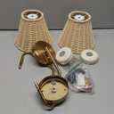 Boho Battery Operated Wall Sconce, 100% Natural Rattan Wall Sconces Set of Two Battery Operated, Adjustable Battery Wall Sconce, Remote Rechargeable Sconce, Wirless Battery Sconces for Bedroom