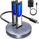 M.2 NVMe SSD Cloner Dock,10Gbps Dual-Bay NVMe to USB Enclosure,Supports Offline Clone,UASP,USB 3.2 Gen 2 SSD Enclosure Adapter,M.2 Docking Station for SSDs Size 2230/2242/2260/2280/22110,Support 2x8TB