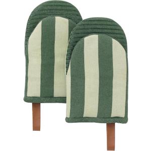 Oven Mitts - Set of 2 (5.75"x9") | Oven Mitts with Hanging Loop for Cooking Gifts for Women, Kitchen Decor| 100% Cotton, Silicone Heat Resistant Mini Mitts - House Warming Gifts (Matcha)