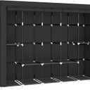 83“ Portable Closet Wardrobe, 7 Hanging Rods 10 Shelves & Cover, Black, 83"W x 18"D x 66"H