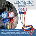 3 Way AC Manifold Gauge Set AC Gauge Set Fits for R134A R410A R404A R22 Refrigerant with Adjustable Couplers, Hoses, Can Tap & Adapters