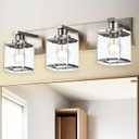 3-Lights Bathroom Wall Light Fixtures E26 Bulb Base, Brushed Nickel Vanity Lighting Fixtures Over Mirror with Clear Glass Shades for Living Room Hallway Kitchen