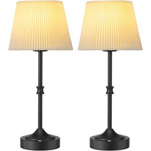 JACKYLED Cordless LED Table Lamp, 3 Color Lights with Dimmer, 5400mAh Battery Operated Rechargeable, Wireless Lamp Portable for Bedroom Living Room Kitchen Counter (2 Pack-Antique Black)