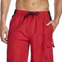 Speedo Mens Swim Trunk Knee Length Marina Sport Volley (Red, XL)