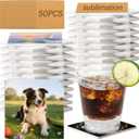 50 Pack Square Sublimation Blank Ceramic Coasters with Cork Backing, 4X4inch Matte Finish Blank Ceramic Tiles Crafts Coasters Pads for Sublimation Transfer Heat Press Printing DIY Crafts