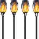 4 Pack Upgraded Solar Lights Outdoor, Mini Solar Torch Light with Flickering Flames, Waterproof Landscape Decoration Dancing Flame Lighting for Garden Pathway Yard