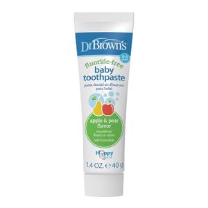 Dr. Brown's Fluoride-Free Baby Toothpaste, Safe to Swallow, Apple Pear, 1-Pack, 1.4oz/40g, 0-3 Years
