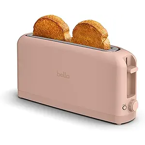 bella 2 Slice Slim Toaster, Fitsanywhere™ Kitchenware, 6 Setting Shade Control with Reheat & Cancel Buttons, Fits sourdough, 10” Long Slot, Anti Jam & Auto Shutoff, 900 Watt, Blossom