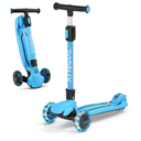 TONBUX Kids Scooter, Light Up 3 Wheel Kick Scooters for Kids 3-12, Folding Scooters with Adjustable Height - Toddler Scooter Lean-to-Steer & Widen Anti-Slip Deck, Blue