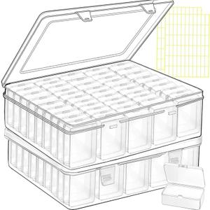 Bead Storage Containers, 92 Clear Plastic Bead Organizer Box With Hinged Lid,Bracelet Making DIY Jewelry Craft Nails, Bracelets, Jewelry, Diamonds, Clay Beads, Screws, 1.7x1.38x0.8 Inch