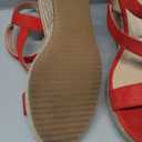 TEMOFON Wedge Sandals for Women Platform: Espadrille Ankle Strap Buckle Wedge - Comfortable Dressy Summer Womens Sandals (7.5, Suede-Red)