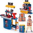 Kids Tool Bench with Kids Tool Set, Three Modes Toddler Tool Bench with Electric Drill Set, Pretend Construction Toys Kid Workbench, Toddler Workbench Tool Bench for Kid Ages 3-5 6-8