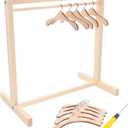 DOITOOL 1 Set Wooden Doll Clothes Rack - Miniature Doll Dress Hangers Dollhouse Accessories for Displaying Princess Dresses Organizing Baby Outfits