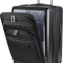 KROSER Hardside Expandable Carry On Luggage 22x14x9 Airline Approved With Front Business Pockets, 20 Inch Suitcases with Wheels, Carry on Suitcase with TSA Lock & USB Port, Black