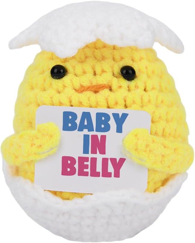 2 x Funny Baby Announcement Gifts for Expecting Mom Pregnancy Reveal Gifts Ideas for Aunt New Mom Mother to Be Expecting Mother Pregnant Women Handmade Crochet Doll (Doll 1309)