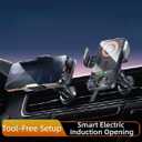 2026 New Cool Smart 2-in-1 Universal Car Phone Mount with Induction Opening/Closing, 15W Fast Charging, 360° Auto-Rotating for Air Vent - Switch Horizontal/Vertical (Black)
