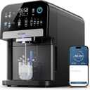 Ecozy Nugget Ice Maker Dispenser, Smart 2-in-1 Pebble Ice Machine Countertop & Water Dispenser with App Control, Self-Cleaning, Auto Lighting, TDS Monitor, Measured Dispensing, 33Lbs/Day (Dark Gray)