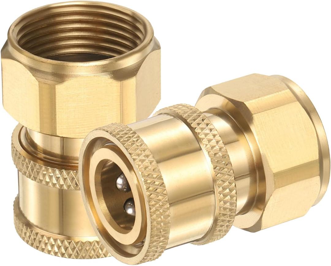Uxcell 2Pcs Pressure Washer Adapter, 1/4" Female Quick Plug to M22 Female Quick Connect Fittings Brass Swivel Adapter for Pressure Power Washers Hose