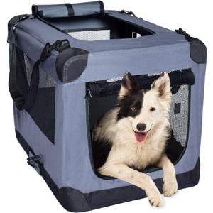 Arf Pets Dog Soft Crate 36 Inch Kennel for Pet Indoor Home & Outdoor Use - Soft Sided 3 Door Folding Travel Carrier with Straps