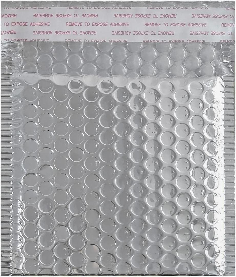 HOSL Bubble Mailer 5.2x5.2"(Inner) Shipping Envelopes 20 Pack Padded Envelopes for Mailing Shipping Packaging small Business Waterproof Package Bags Bulk (Silver)