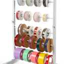 Aulin 6 Tier Large Capacity Ribbon Storage Organizer Rack - Metal Ribbon Spool Holder for Craft Ribbon Washi Tape Arts & Crafts Supplies, Ribbon Rack for Craft Room, Florist Arts Wrapping (White)