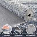 Nakagishi 10x12 Area Rug Living Room: Washable Boho Large Neutral Modern Soft Stain Resistant Farmhouse Indoor Floor Rug Non-Slip Accent Carpet for Bedroom Nursery Kids Playroom Office- Blue