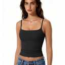 Avidlove Tank Tops for Women Square Neck Spaghetti Strap Double Lined Y2K Going Out Camisole Top (Black, XL)
