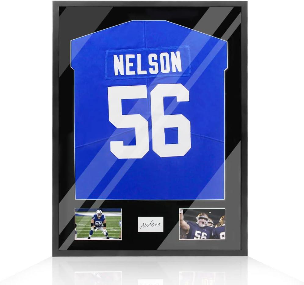 Snail 32"x24" Jersey Frame Display Case Wooden Wall Mounted Matt Black Shadow Box for Baseball Basketball Football Soccer Hockey Sport Shirt, Plus Displaying Two Idol's Photos and One Signature