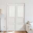 Linen French Door Curtains 40 Inch Length 2 Panels Light Filtering Short Farmhouse Curtains for Doors with Glass Window Closet Rod Pocket Lightweight Ivory White
