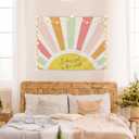AQYIP Retro Boho Sunshine Lucky Girl Tapestry Wall Hanging, Luckiest Girl in the World Tapestry Decorative, Boho Colorful Sun Wall Blanket Decor for Nursery Toddler Little Girls Room, 50x60 Inch