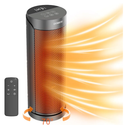 Portable Space Heater for Indoor Use with Remote  QOWETU 70° Oscillating Electric Heater, 17 Inchs, 12H Timer, 1500W Quiet PTC Ceramic Heating with Thermostat, Fast Safety Heat for Home, Bedroom