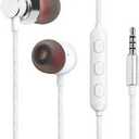 ionX in Ear Wired Earbuds, Wired Headphones with Microphone, 3.5mm Corded Earphones with in Line Volume Controller, White