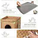 SETVSON Cat Litter Box Enclosure Furniture, Hidden Litter Box with Mat and Fence, Handwoven Rattan Cat House with Two S-Shaped Hooks for Living Room, Bedroom, 18.5 x 20.5 x 19.1 Inches (Natural)