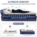 KMZ QueenAir Mattress with Headboard & Built-in Pump, 16” Raised Inflatable Mattress for Guests & Home, Portable Blow Up Bed with Fast Inflation, Comfortable Air Bed for Indoor Use