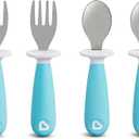 Munchkin Raise Toddler Fork and Spoon Utensil Set, Rest Keeps Tip Off Table, BPA Free, 6 Pack, Blue