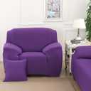 Sofa Cover,1 Piece for 1 2 3 4 Seater, Couch High Stretch Sofa Slipcover Non Slip Couch Cover with Elastic Bottom for Pets -Dark purple-1-seater, 75" ong