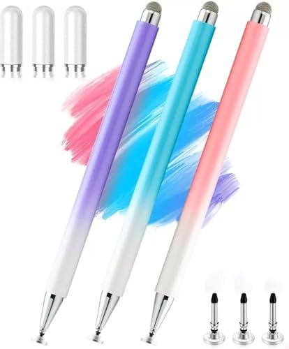 2-in-1 Stylus Pen for Samsung Galaxy Tab A11/A11+/A9/A9+/7 Lite/A7/A8/A8 Plus Stylus for iPad/iPhone/Fire/Lenovo/Pixel Tables All Android,&iOS Touch Devices (Pink+Purple+Blue)
