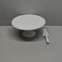 Martha Stewart 12" x 5.7" Stoneware Cake Stand W/Server - White