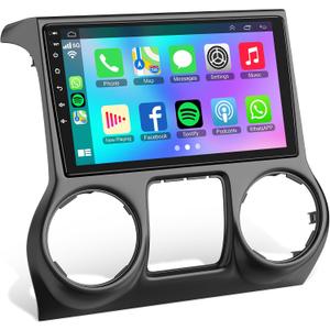 4+64GB Upgraded Car Stereo for Jeep Wrangler 2011 2012 2013 2014, 10.2 Inch Car Radio with Carplay&Android Auto Support GPS Navigation, Backup Camera,FM/RDS Radio, Bluetooth, IPS Touch Screen
