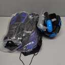 Mask Fins Snorkeling Gear for Adults, Full Face Snorkel Mask & Adjustable Swim Fins Snorkel Set, Panoramic View Snorkel Mask Dry Top Anti-Fog Anti-Leak (Black Blue, Size: S/M mask+S/M fins)