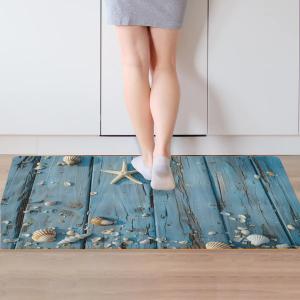 Summer Beach Seashell Starfish Tiveruda Kitchen Mat Anti Fatigue Kitchen Mats Non-Slip Kitchen Floor Mat Washable Kitchen Rug Cushioned Standing Mat Anti Fatigue Floor Mat