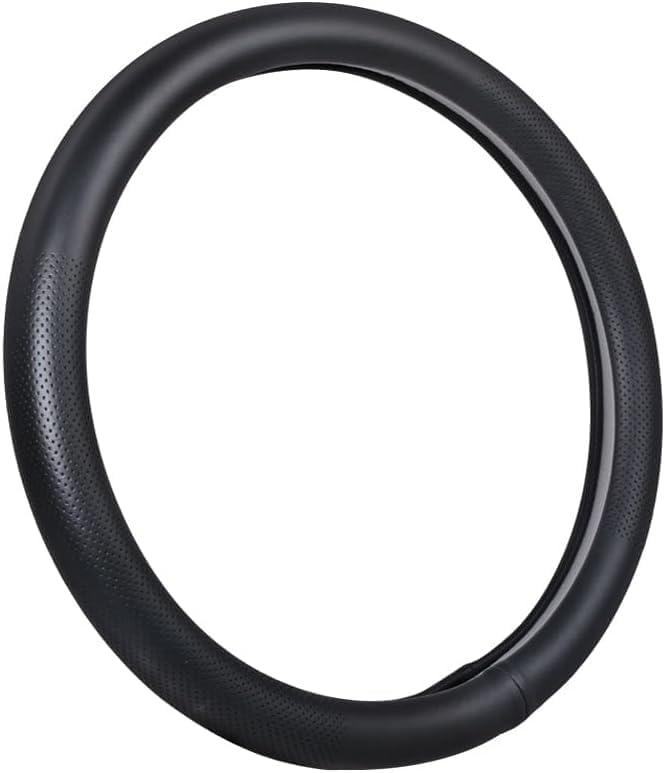 VARGTR Car Steering Wheel Cover,Universal 15 Inch Premium Leather Car Steering Wheel Cover,Best Grip,Perforated Design,Breathable,Non-Slip,Sweat-Absorbent,Warm in Winter and Cool in Summer (Gray)