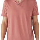 Lucky Brand Men's Venice Burnout Notch Neck Tee Shirt, Cowhide, Large